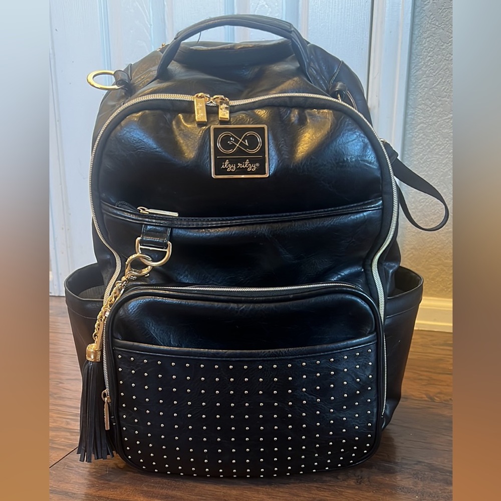 Itzy ritzy Chelsea and Cole boss backpack black vegan leather